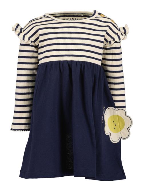 BLUE SEVEN Kjole 'Mini'  marin / gul / hvid