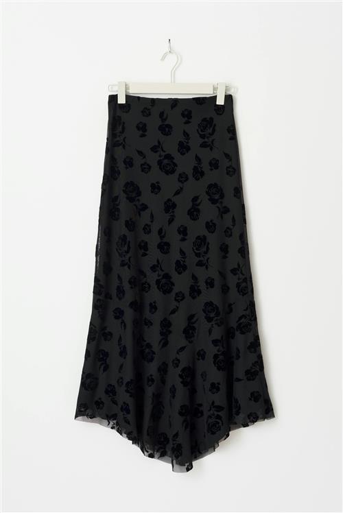 Gina Tricot - Burnout skirt - lange nederdele - Sort - S - Dame