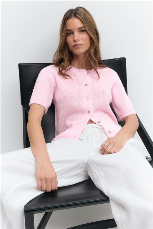 Gina Tricot - Loose knitted cardigan - Cardigans - Lyserød - XL - Dame