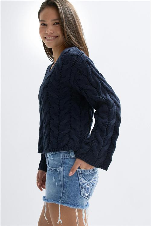 Gina Tricot - Y sparkle low denim shorts - Shorts til piger 9–14 år - Blå - 158 - Pige