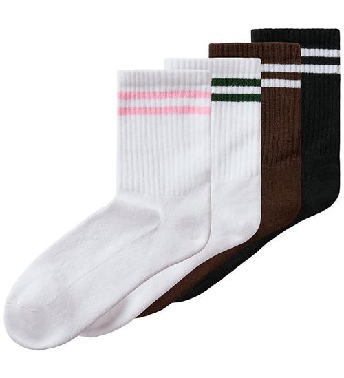 Name It Strømper - 4-pak - NknDona - Bright White/White/Green+Wh