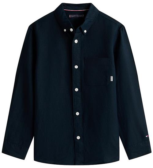 Tommy Hilfiger Skjorte - Hør - Relaxed - Dark Night Navyblue