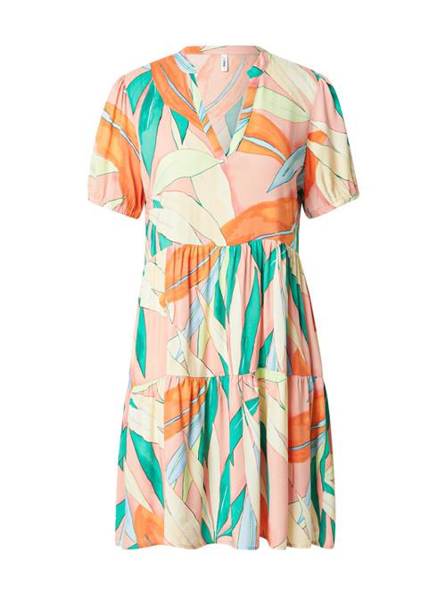 ONLY Kjole 'ONLNOVA THEA'  lysegul / smaragd / mandarin / lyserød