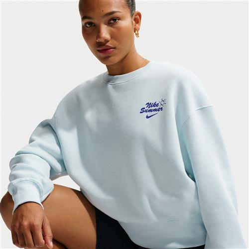 Oversized Nike Phoenix Fleece-sweatshirt med rund hals til kvinder - blå