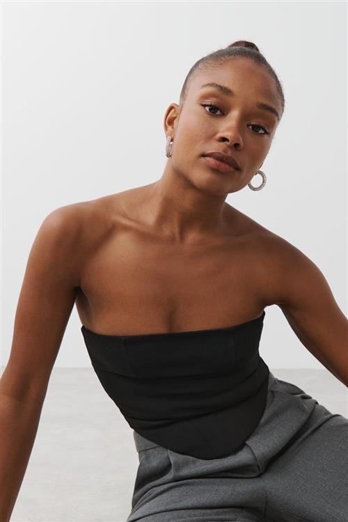 Gina Tricot - Corset tube top - korset-toppe - Sort - S - Dame