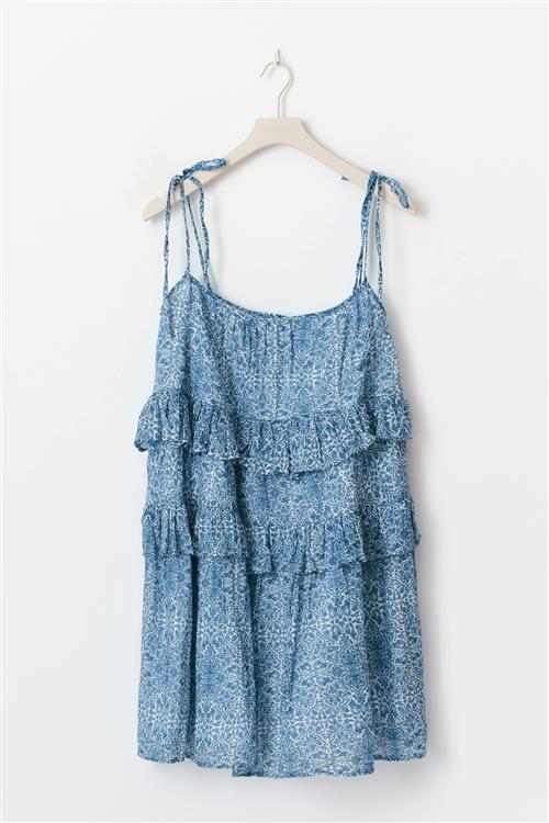 Gina Tricot - Mini frill dress - korte kjoler - Blå - S - Dame