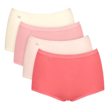 Sloggi Trusser 4P Basic Plus Maxi Panty Rød/Rosa bomuld 46 Dame
