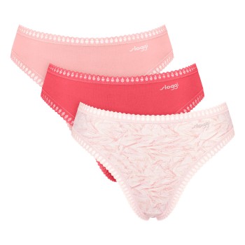 Sloggi Trusser 3P GO Crush High Leg Briefs Rød/Rosa bomuld Small Dame