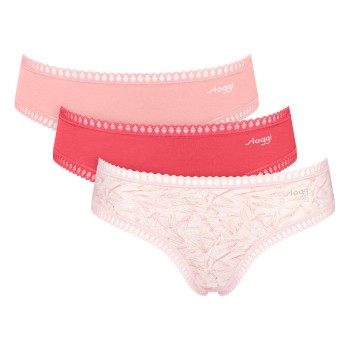 Sloggi Trusser 3P GO Crush Hipster Briefs Rød/Rosa bomuld Small Dame