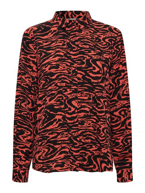 ICHI Bluse 'FANORA'  lys rød / sort