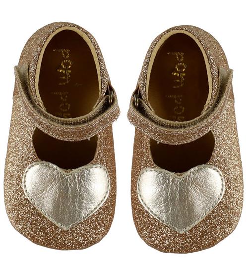 Pom Pom Ballerina Hjemmesko - Beginners Heart - Gold Glitter
