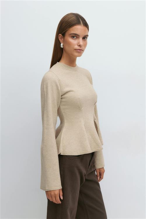 Gina Tricot - Knitted peplum top - Toppe - Beige - S - Dame