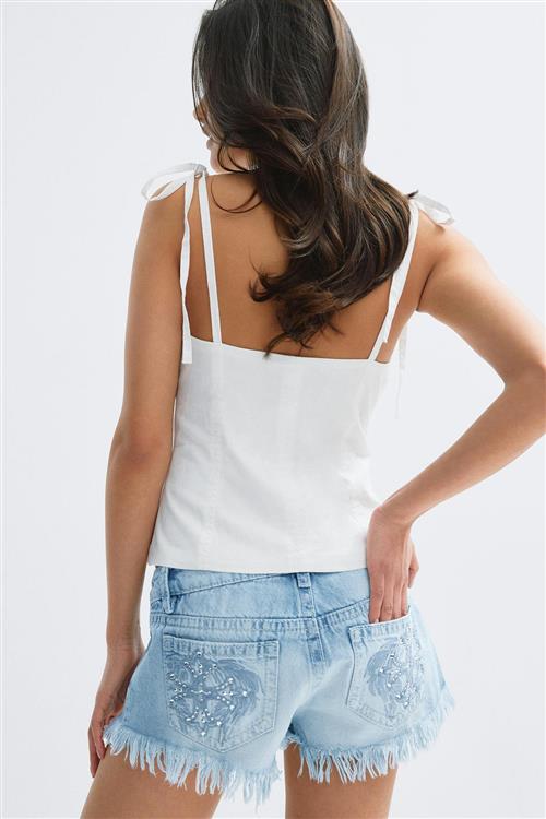 Gina Tricot - 14+ slay low denim shorts - shorts - Blå - XXS - Dame