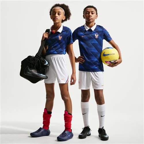 FFF 2026 Stadium Home Nike Dri-FIT-fodboldreplika-shorts til større børn - hvid