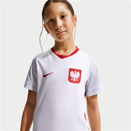 Polen 2026 Stadium Home Nike Dri-FIT Replica-fodboldtrøje til større børn - hvid