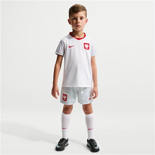 Polen 2026 Stadium Home Nike Replica-fodboldsæt i tre dele til mindre børn - hvid