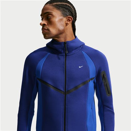Nike Tech Windrunner-jakke i fleece med fuld lynlås og farveblok til mænd - blå