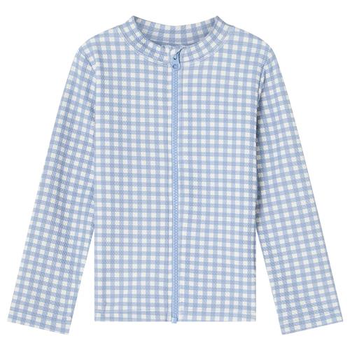 Kuling Montauk UV-skjorte Med Lynlås Dove Blue Gingham  Dove Blue Gingham 122/128 cm  Blå  122/128 cm  unisex