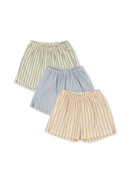 Konges Sløjd GOTS Azur 3-pak Shorts Soleil Bleu Basil Stripe  Soleil Bleu Basil Stripe 12 months  Hvid  12 måneder  mand