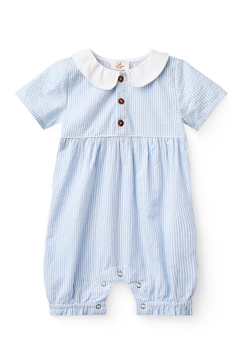 Copenhagen Colors GOTS Romper Sky Blue Cream Stripe  Sky Blue Cream Stripe 80 cm  Blå  80 cm  unisex