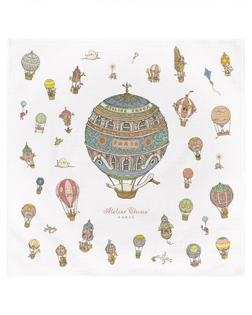 ATELIER CHOUX GOTS Tæppe Hot Air Ballons  Hot Air Ballons One Size  Hvid  One Size  unisex