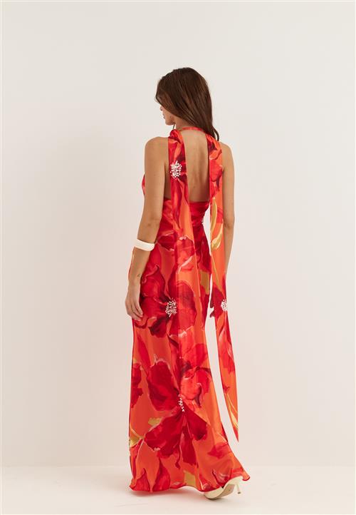 FOREVER NEW Clementine High Neck Satin Max