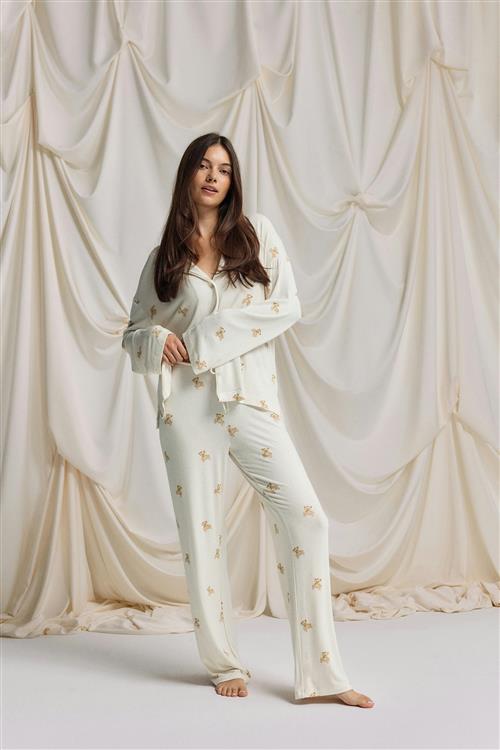 Gina Tricot - Soft pyjamas trousers - pyjamasser - Hvid - L - Dame