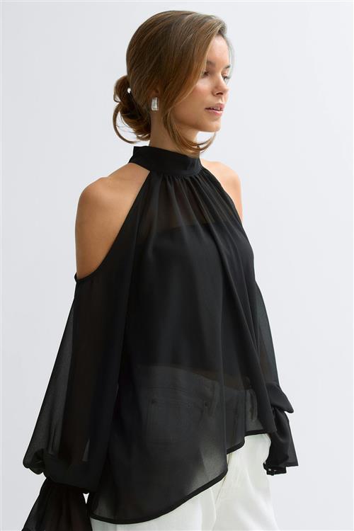 Gina Tricot - Boho chiffon blouse - Bluser - Sort - M - Dame