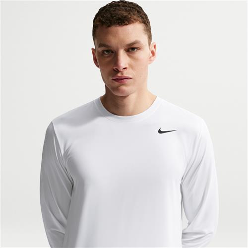 Langærmet Nike Dri-FIT Legend-fitnessoverdel til mænd - hvid