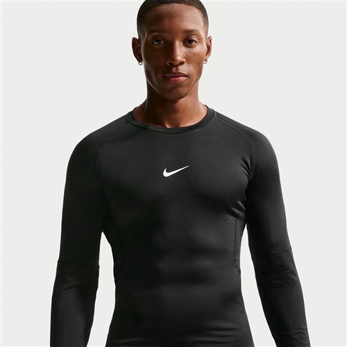 Tætsiddende Nike Pro Dri-FIT-fitnessoverdel med lange ærmer til mænd - sort