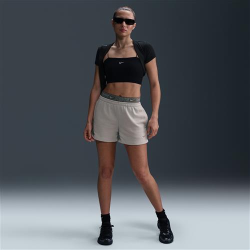 Nike Chill Terry-shorts med mellemhøj talje til kvinder (10 cm) - grå