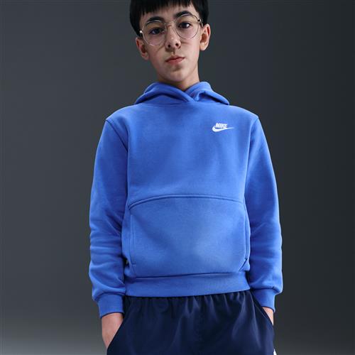 Nike Club Fleece-pullover-hættetrøje til større børn - blå