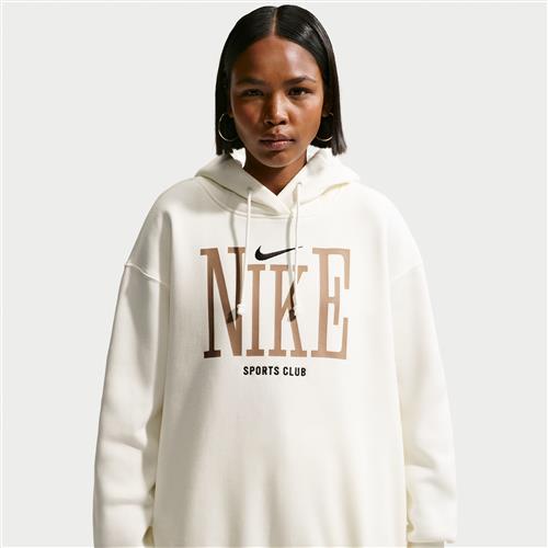 Oversized Nike Phoenix Fleece-hættetrøje til kvinder - hvid