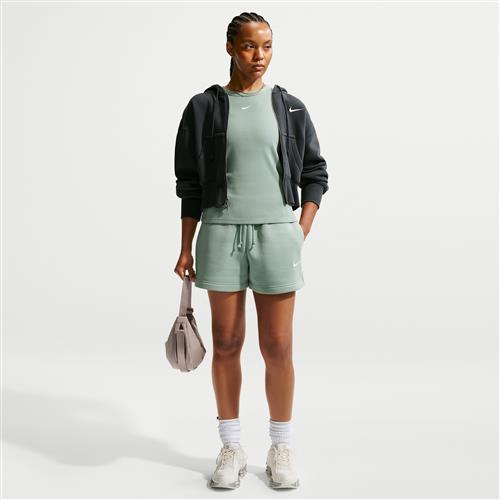 Nike Phoenix Fleece-shorts med mellemhøj talje til kvinder (10,2 cm) - grøn