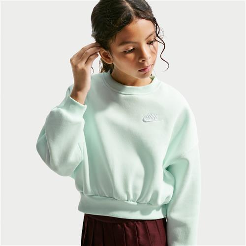 Nike Club Fleece-sweatshirt med firkantet pasform og rund hals til piger - grøn