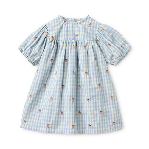 Flöss Mille Kjole Sky Berry Gingham  Sky Berry Gingham 122 cm  Blå  122 cm  kvinde