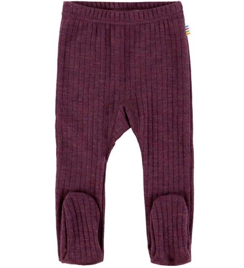 Joha Leggings m. Fødder - Uld - Rib - Blomme