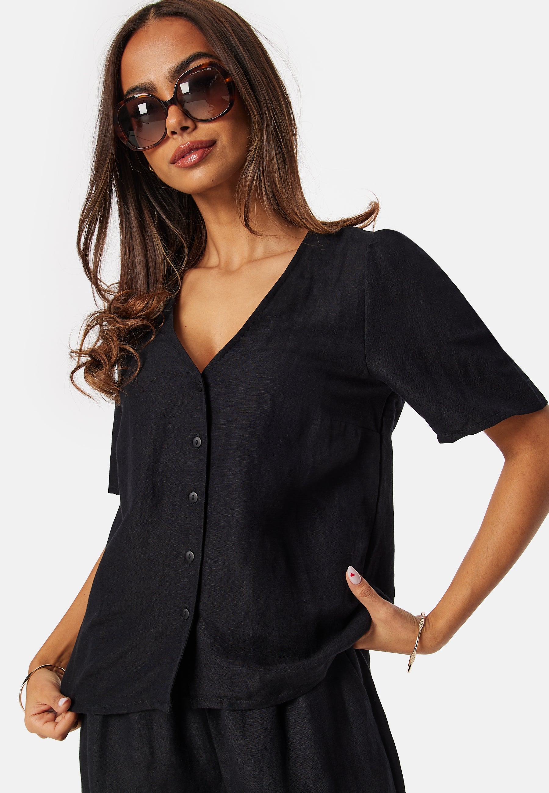 BUBBLEROOM Linen Blend Blouse