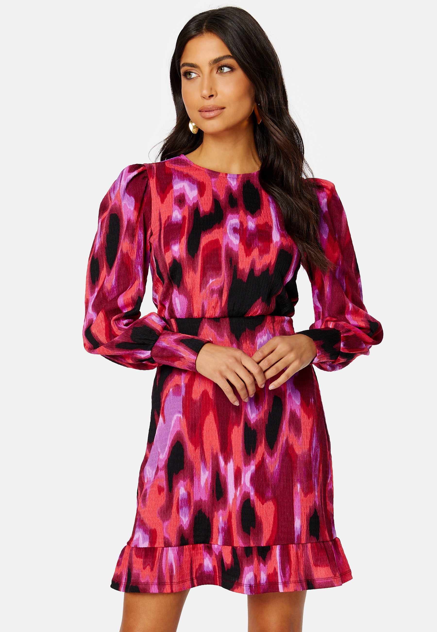 BUBBLEROOM Puff Sleeve Flounce Dress