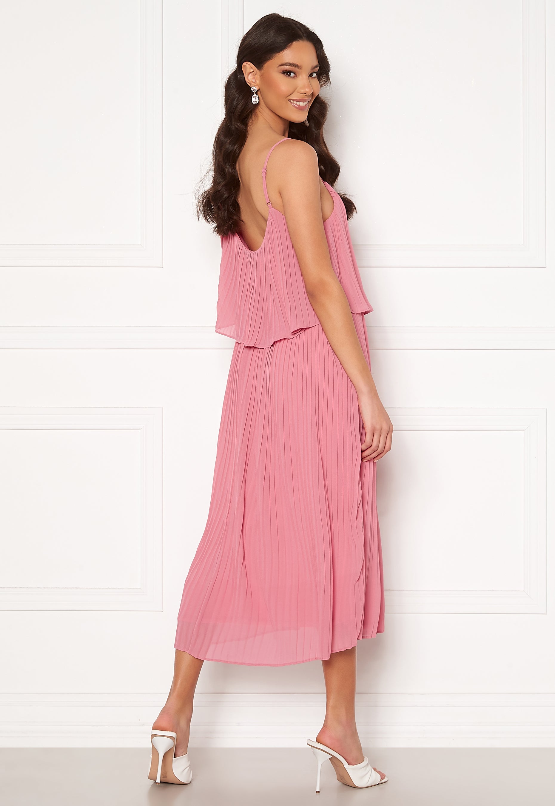 VILA Katelyn S/L Pleated Midi Dress