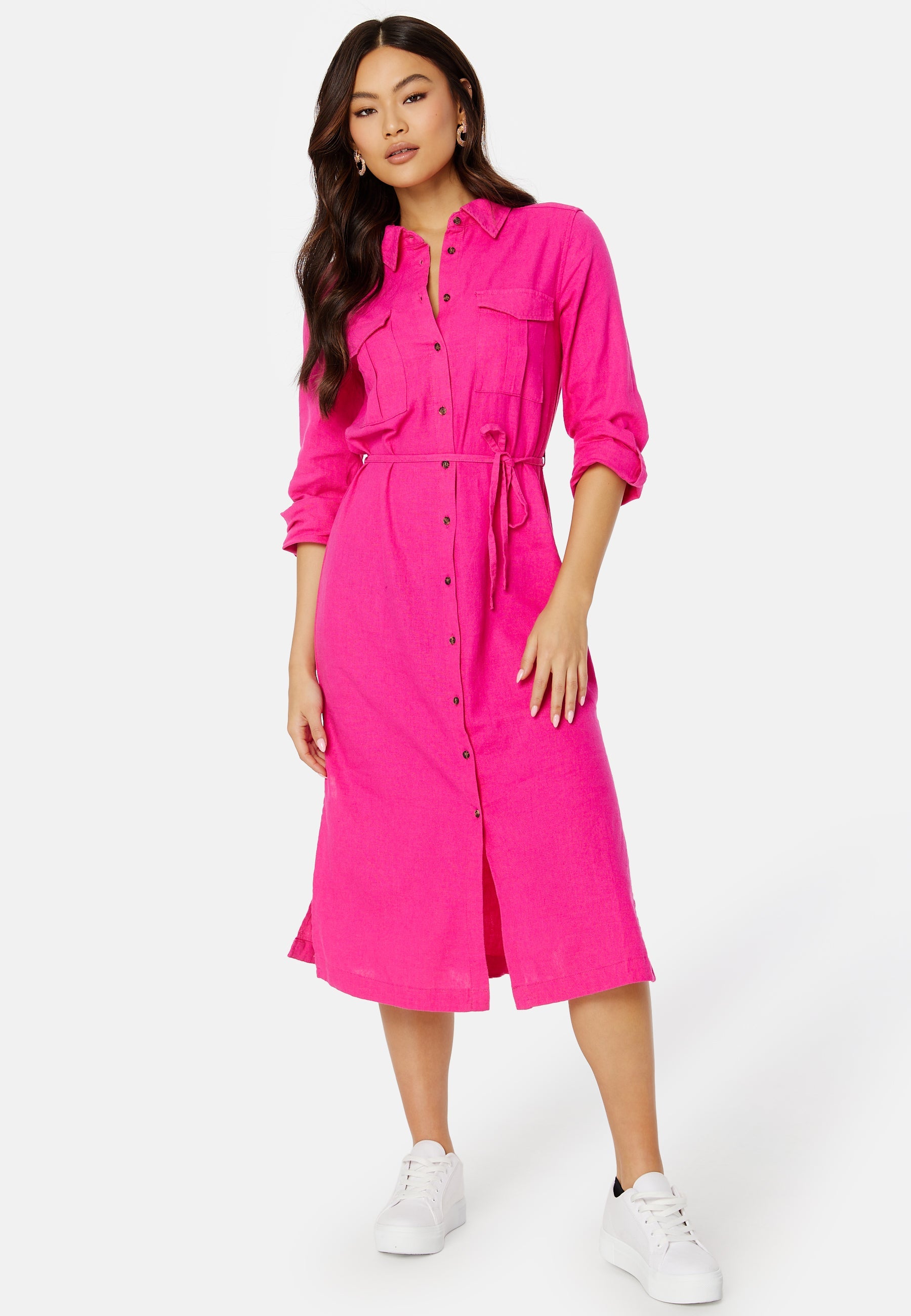 ONLY Caro LS Linen Blend Shirt Dress