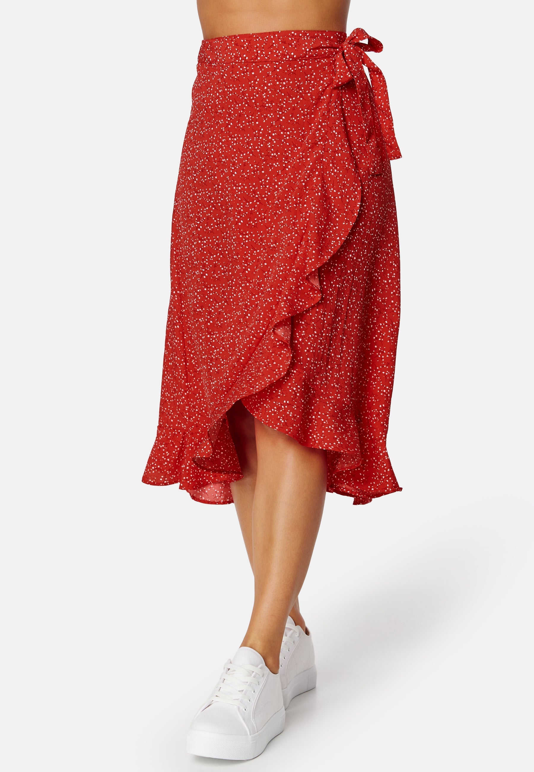 BUBBLEROOM Flounce Midi Wrap Skirt