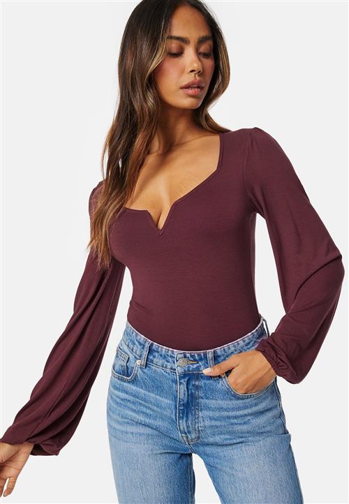 BUBBLEROOM Square V-neck Puff Sleeve Top