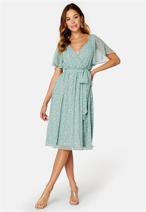 Goddiva Ditsy Flutter Sleeve Midi Dress