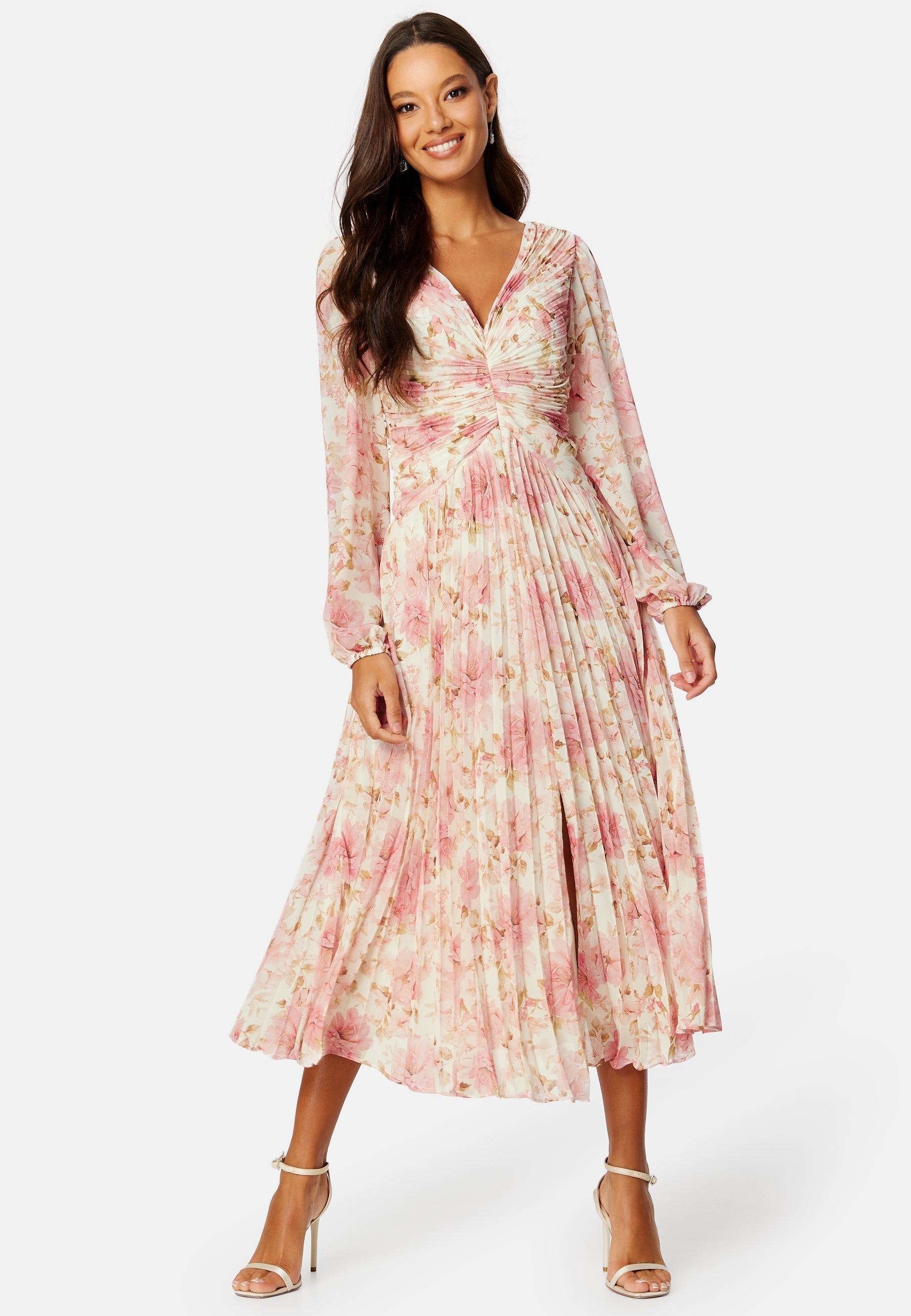 FOREVER NEW Rosalia Pleated V Neck Dr