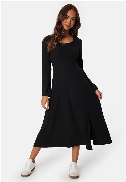 Happy Holly Soft Rib Slit Midi Dress