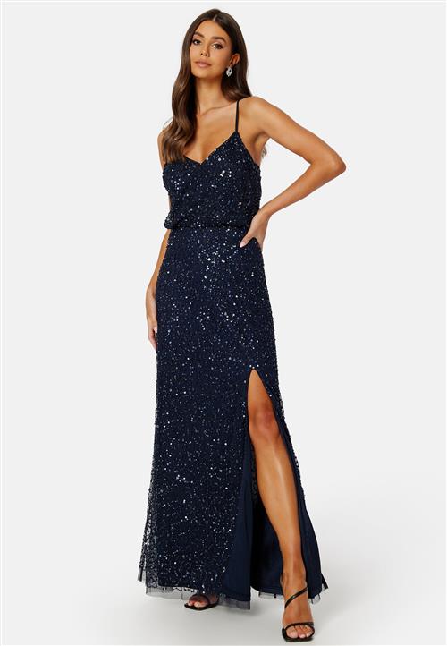 AngelEye Sequin Strappy Maxi Dress With Split