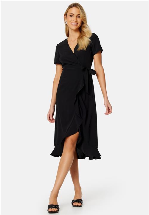 BUBBLEROOM Flounce Midi Wrap Dress