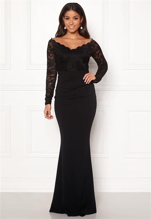 Goddiva Lace Trim Maxi Dress