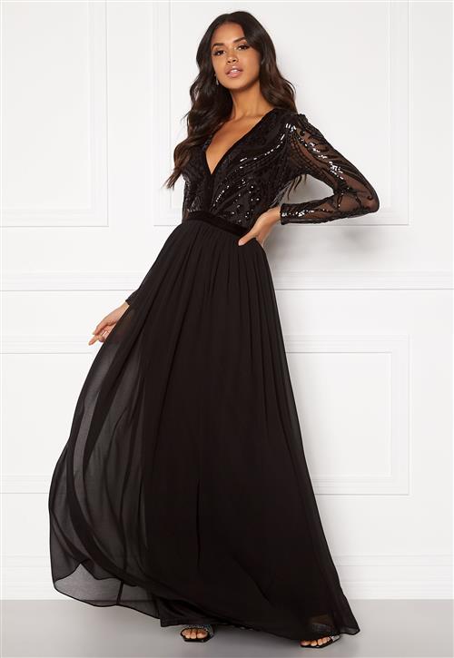 Goddiva Deep V Sequin Maxi Dress